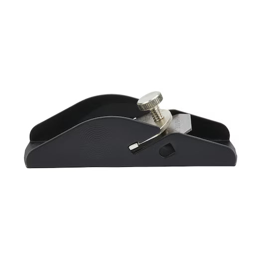The STANLEY SMALL TRIMMING PLANE is a compact black hand tool with a silver adjustment knob and exposed blade, shown from the side on a white background—ideal for precision carpentry and woodworking collections.